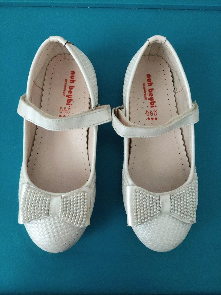 Kız Çocuk Beyaz Fiyonklu Babet Ayakkabı - Görsel 2