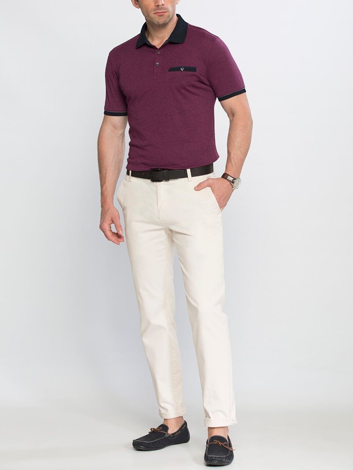 LCW classic polo yaka bordo tshirt - Görsel 2