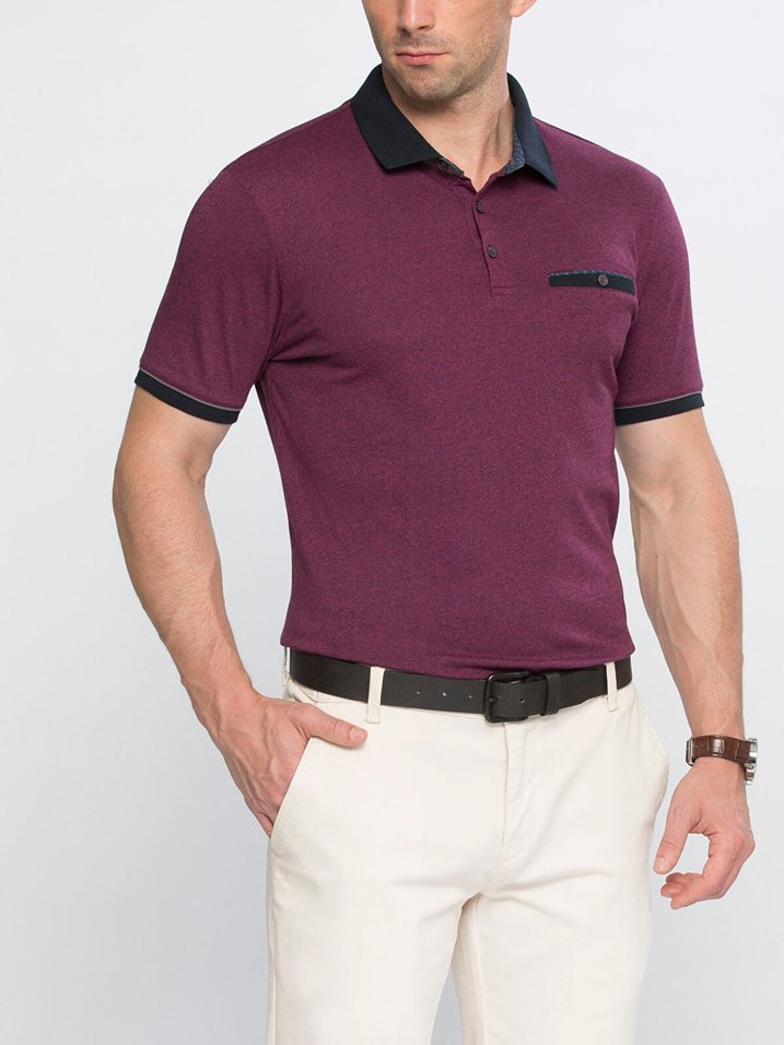 LCW classic polo yaka bordo tshirt - Görsel 4
