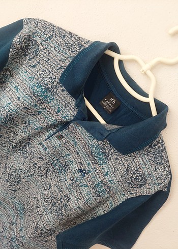 xl Beden Karaca Desenli Mavi Gri Regular Fit Polo Tişört