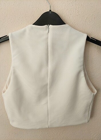 s Beden Zara beyaz asimetrik kolsuz Crop Top
