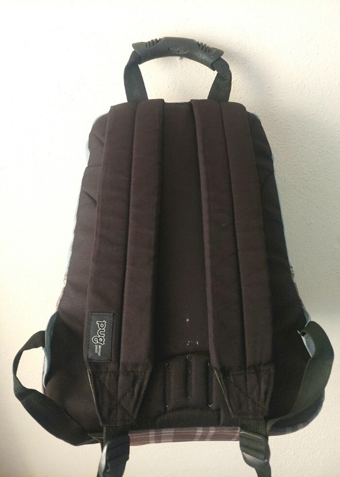 PUG unisex ekoseli sırt çantası  - Görsel 4