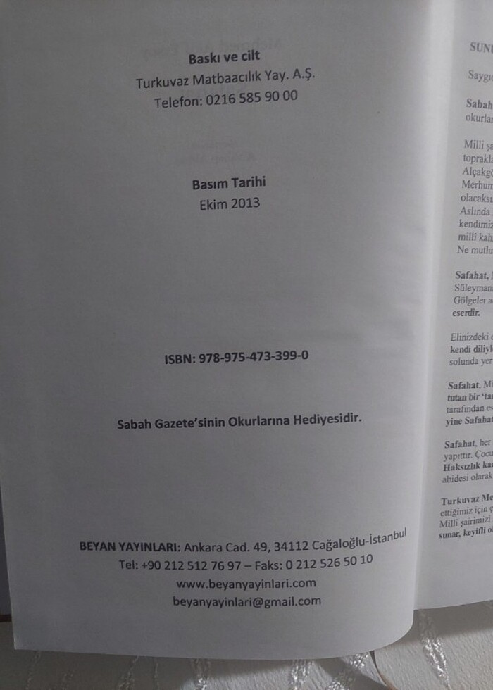 Safahat Ciltli Sabah Beyan yay  - Görsel 3