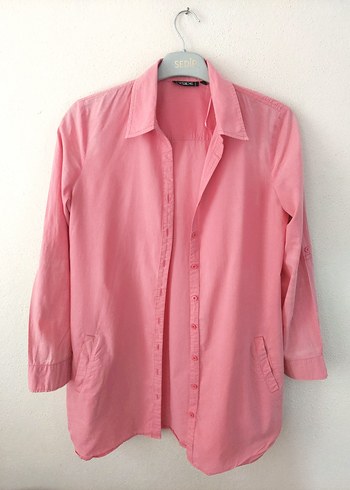 XSİDE toz pembe cepli gömlek tunik