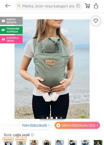 yeşil Bebek Kanguru Sling