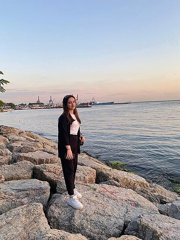 Siyah ikili takım kimono ve pantolon çok şık kurtarıcı parça sta