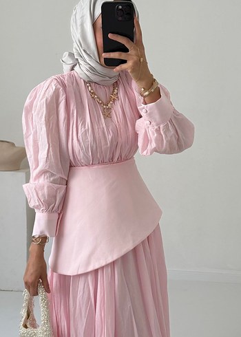 Diğer Mia Keten Elbise - Pembe hiçbir sorunu yok tertemiz keten toz