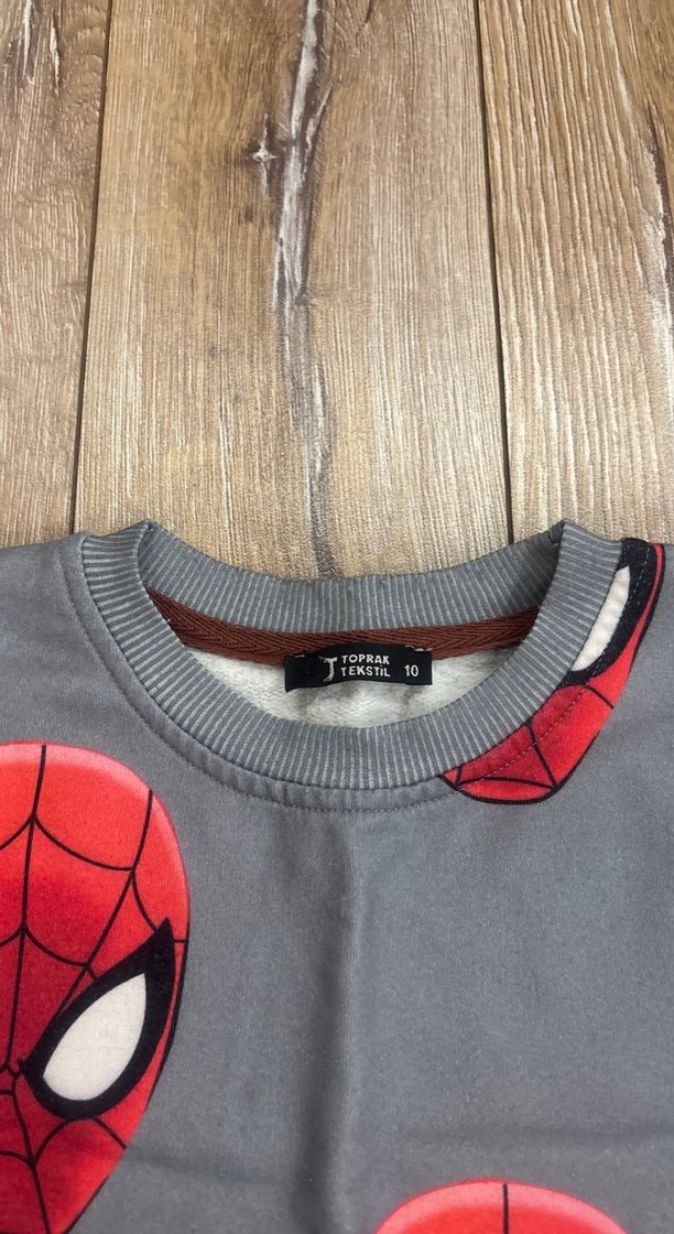 Gri Örme Örümcek Adam Baskılı eşofman takımı - Görsel 2