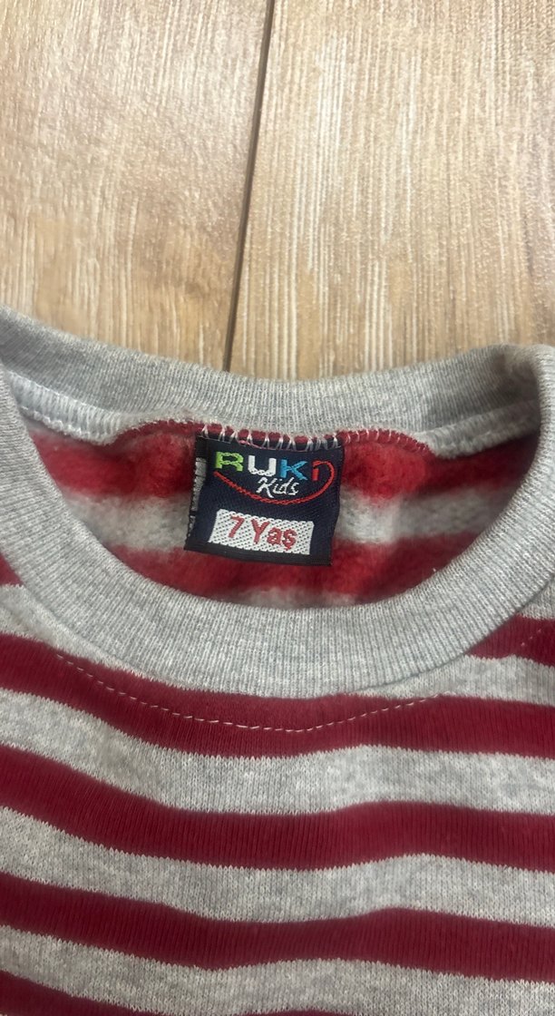 Çocuk Gri Çizgili Sweatshirt - Görsel 2