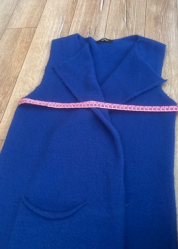 Mavi Triko Kolsuz Midi Yelek - Görsel 3