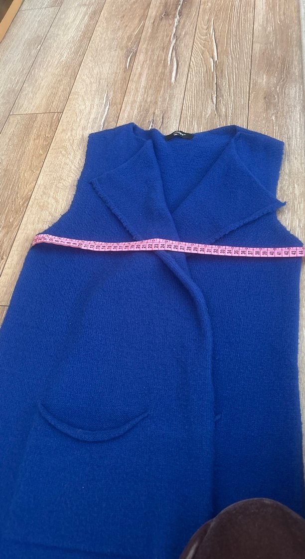 Mavi Triko Kolsuz Midi Yelek - Görsel 3