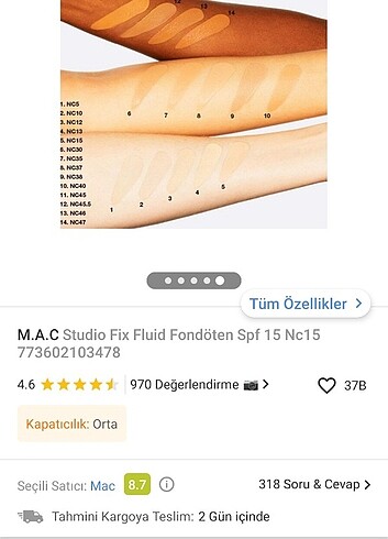 MAC Mac studio fix fluid fondöten spf 15 Nc15 fondöten 