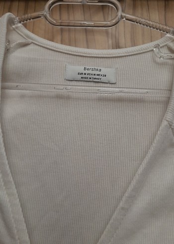 Bershka Bej Kadın Keten Uzun Kollu V Yaka Bluz