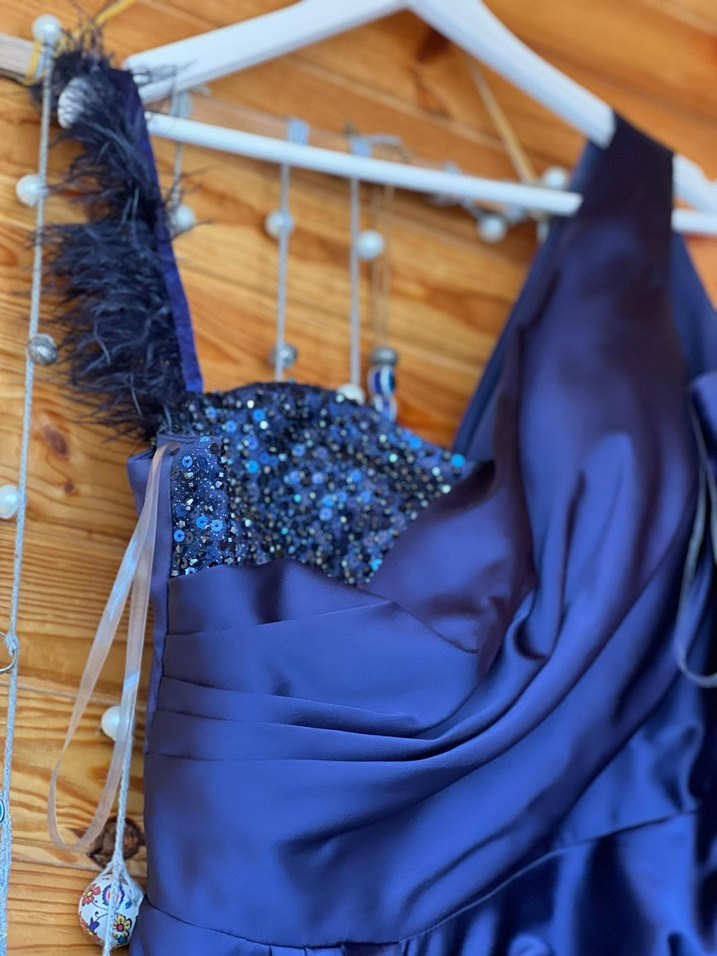 Uzun Kol Drapeli Straplez Yeşil Abiye - Görsel 2