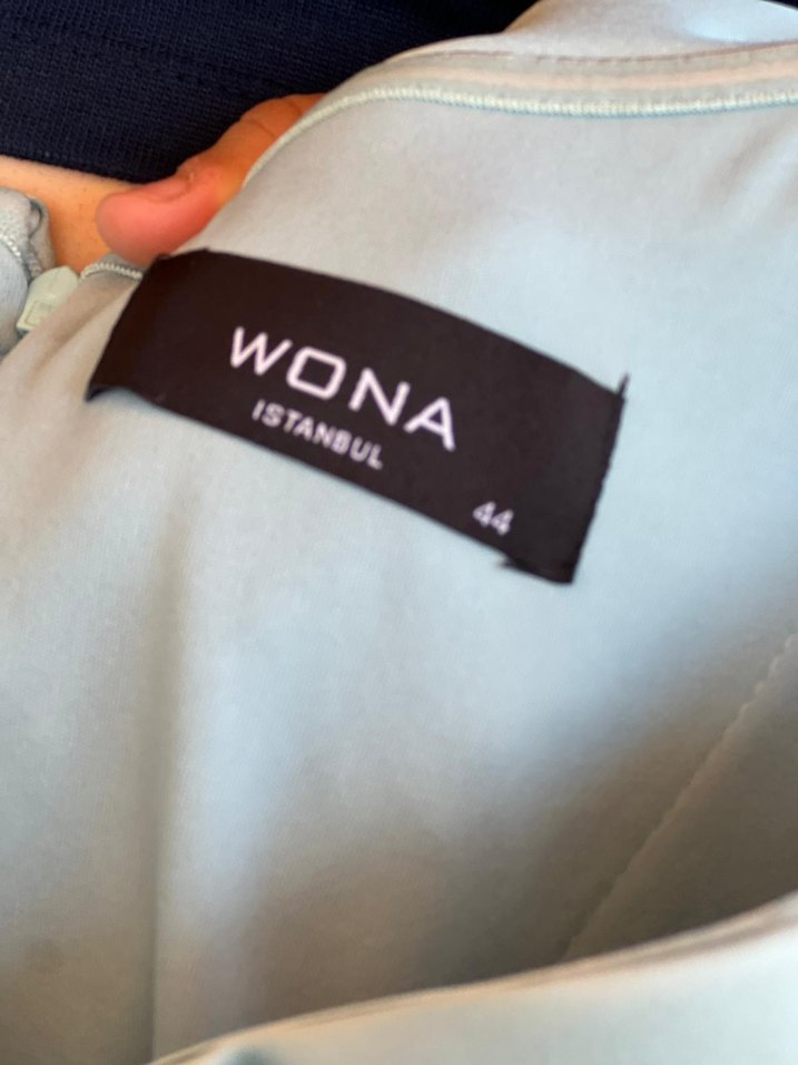 Drapeli Mavi Straplez Uzun Kadın Abiye Elbise - Görsel 3