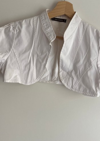 Düğmeli Beyaz Kısa Kollu Keten Gömlek - Görsel 8