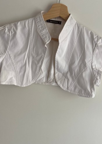 Düğmeli Beyaz Kısa Kollu Keten Gömlek - Görsel 7