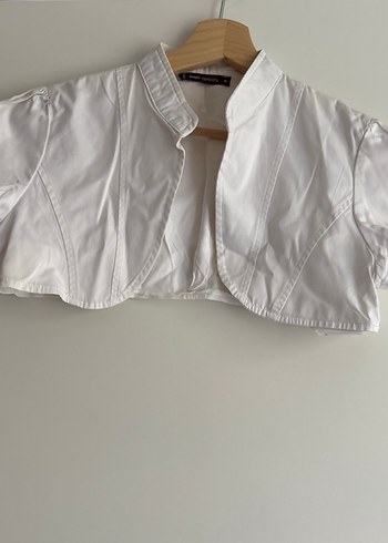 Düğmeli Beyaz Kısa Kollu Keten Gömlek - Görsel 6