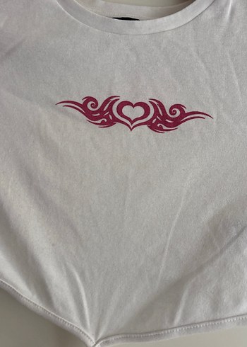 Kız  Beyaz Bağcıklı Kısa Kollu Tişört - Görsel 3