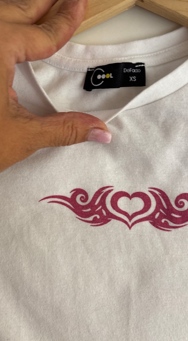 Kız  Beyaz Bağcıklı Kısa Kollu Tişört - Görsel 5