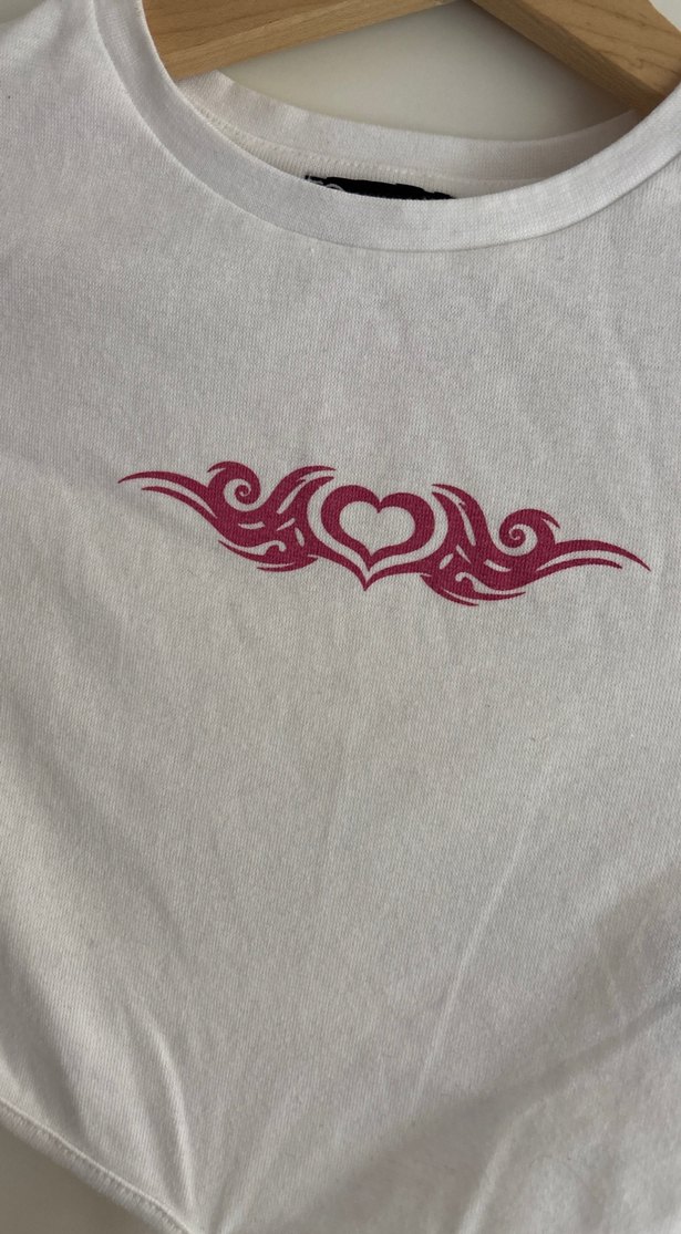 Kız  Beyaz Bağcıklı Kısa Kollu Tişört - Görsel 4