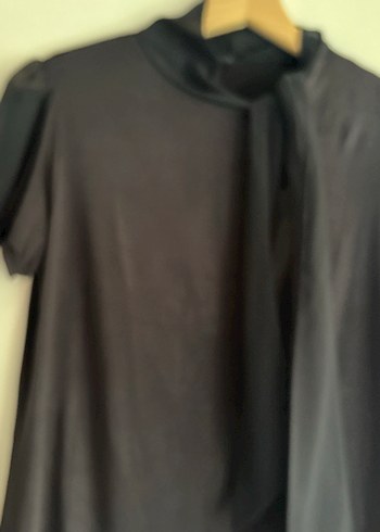 Kadın Siyah Kısa Kollu Drapeli Bluz - Görsel 7