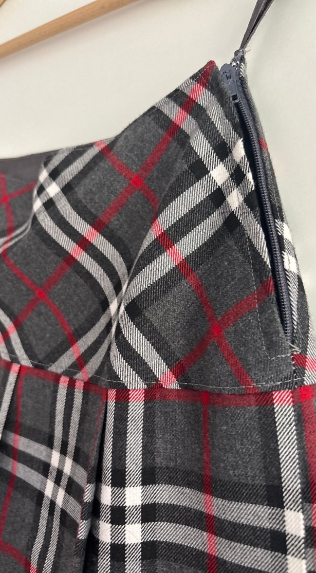 Gri Ekose Pileli Mini Etek - Görsel 4