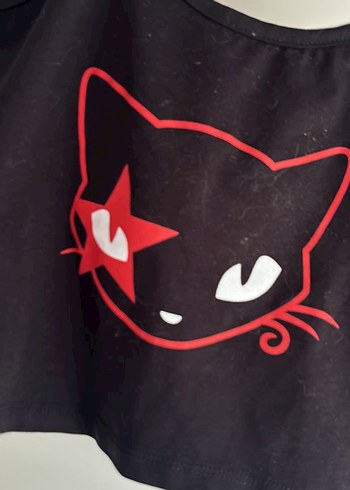 Kedili Kırmızı Baskılı Gotik Kedi Kıyafeti - Görsel 5