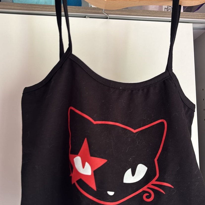 Kedili Kırmızı Baskılı Gotik Kedi Kıyafeti - Görsel 2