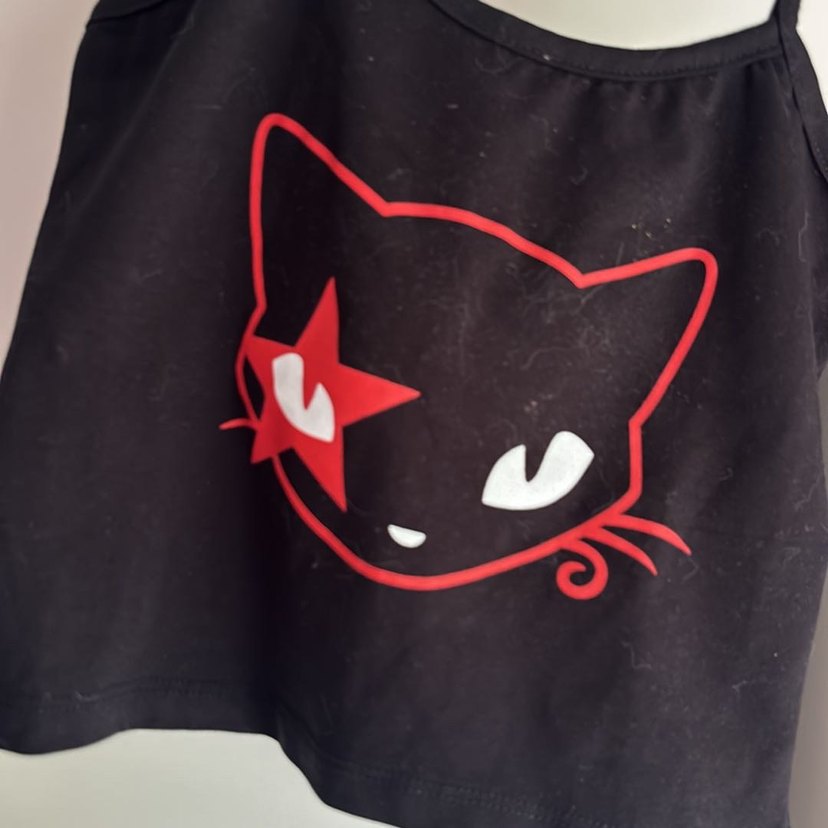 Kedili Kırmızı Baskılı Gotik Kedi Kıyafeti - Görsel 5