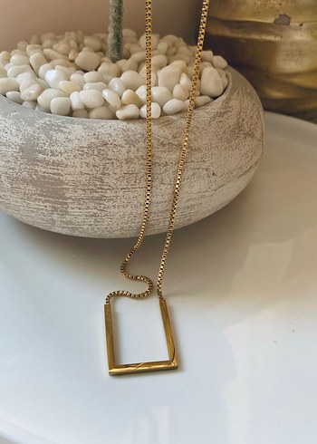 Uzun Zincir Detaylı Gold Kadın Kolye - Görsel 5