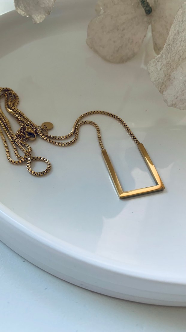 Uzun Zincir Detaylı Gold Kadın Kolye - Görsel 3