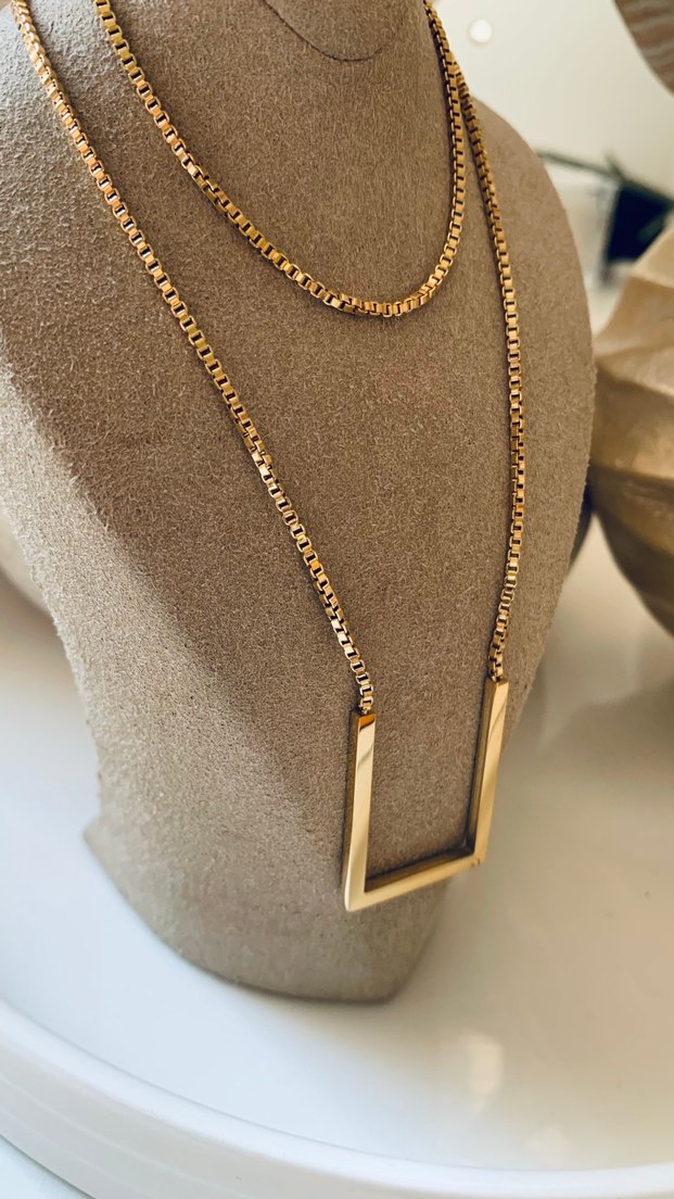 Uzun Zincir Detaylı Gold Kadın Kolye - Görsel 4