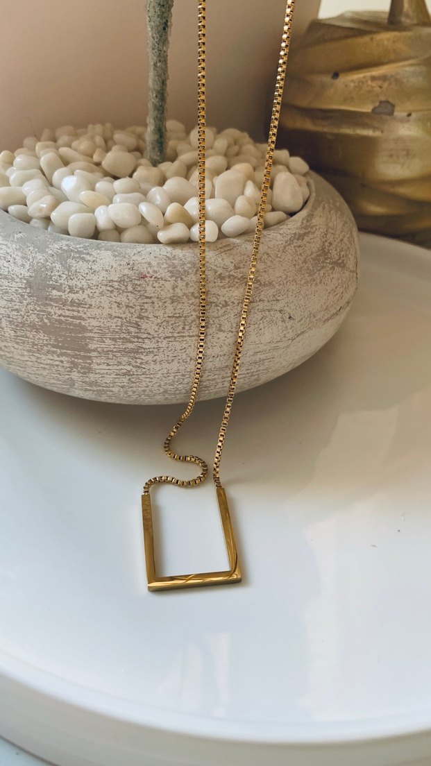 Uzun Zincir Detaylı Gold Kadın Kolye - Görsel 5