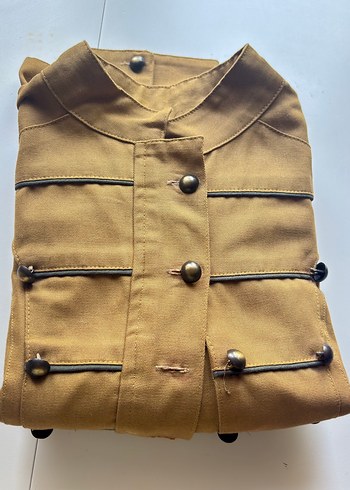 Düğmeli haki koton Kadın Ceket - Görsel 7