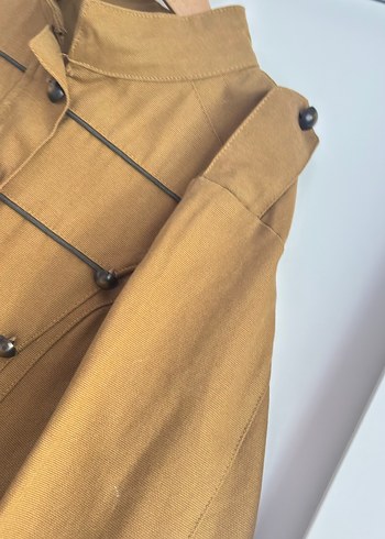 Düğmeli haki koton Kadın Ceket - Görsel 2