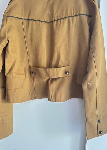 Düğmeli haki koton Kadın Ceket - Görsel 9