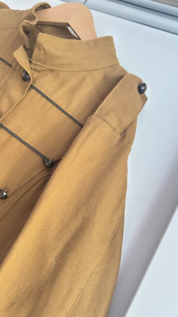 Düğmeli haki koton Kadın Ceket - Görsel 2