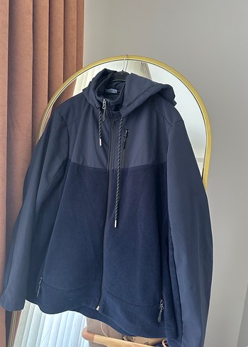 Erkek Mavi Kapüşonlu Fermuarlı yağmurluk - Görsel 2