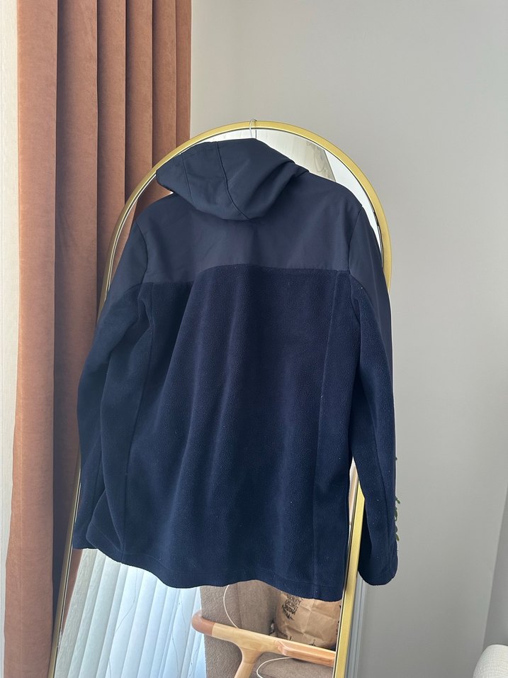 Erkek Mavi Kapüşonlu Fermuarlı yağmurluk - Görsel 3