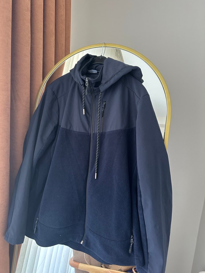 Erkek Mavi Kapüşonlu Fermuarlı yağmurluk - Görsel 2