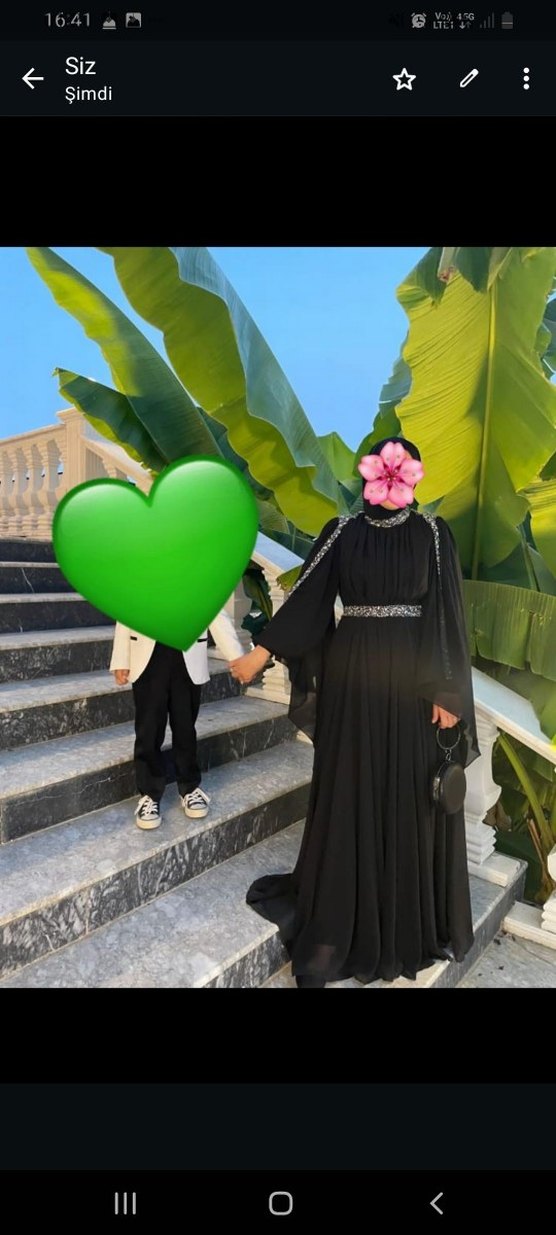 Siyah Uzun Drapeli  Abiye Elbise - Görsel 4