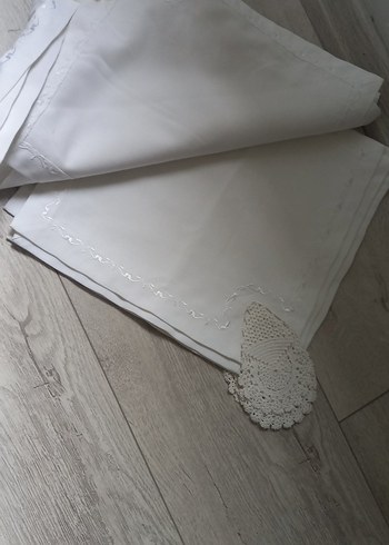 Nakışlı Beyaz  Mendil dantel örtü - Görsel 5