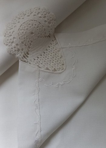 Nakışlı Beyaz  Mendil dantel örtü - Görsel 3