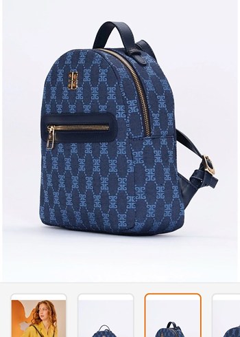 Mavi Parlak Desenli Kadın Sırt Çantası - Görsel 3