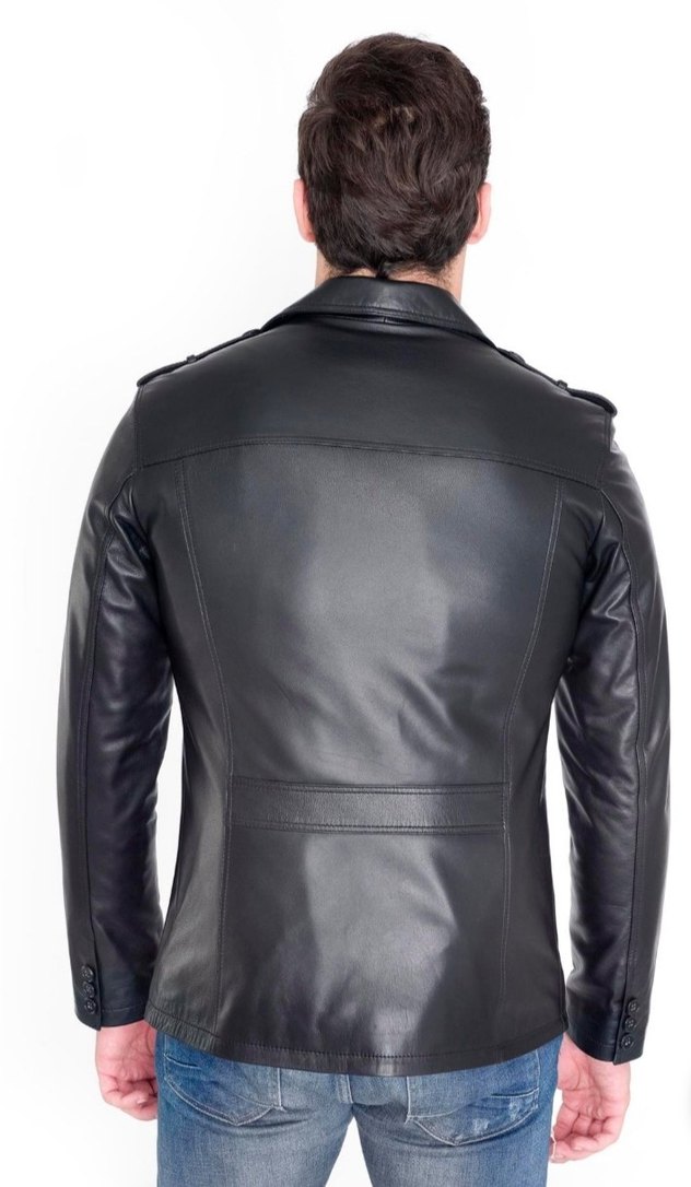 Siyah Deri Düğmeli Orjinal deri ceket kullanılmamıştır. - Görsel 4