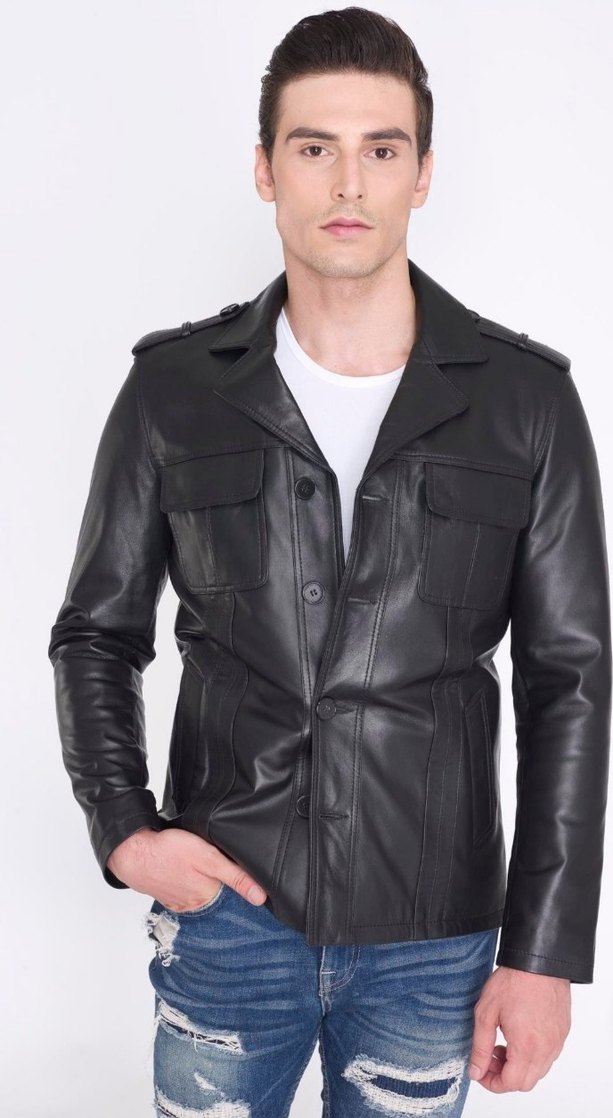 Siyah Deri Düğmeli Orjinal deri ceket kullanılmamıştır. - Görsel 3