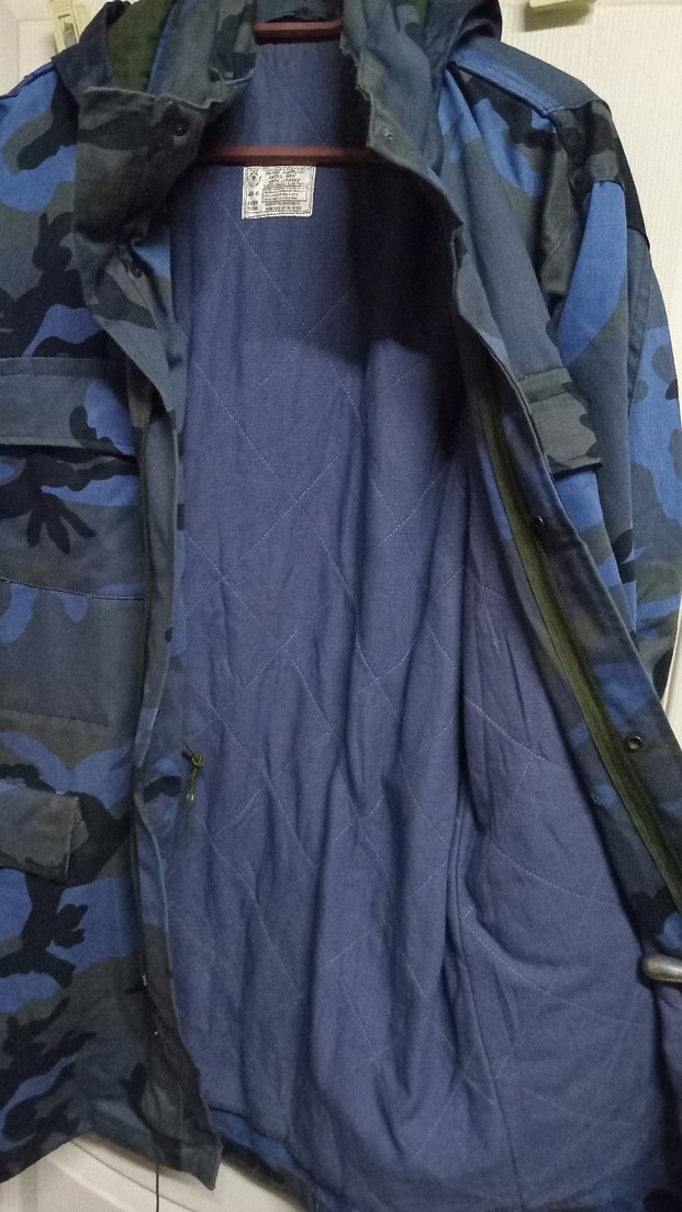 Mavi Kamuflaj Düğmeli Erkek Mont - Görsel 3