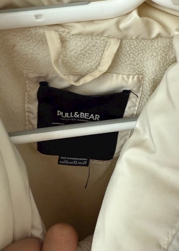 Pull and Bear Düğmeli Beyaz Kadın Midi Mont