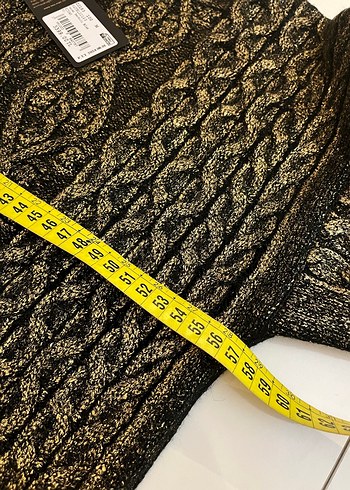 Nakışlı Altın Renk Örgü Kadın Kazak - Görsel 4